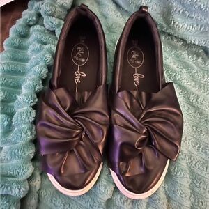 Black Bow Slip-On Shoes